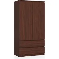 Akord Kledingkast met 2 deuren en 2 lades, afmetingen 90 x 180 x 51 cm, kleur: wengé