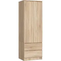 Akord Kledingkast met 2 deuren en 2 lades, afmetingen 60 x 180 x 51 cm, in Sonoma eikenhout