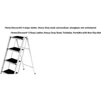 OEM Zware, inklapbare, draagbare stalen ladder met 4 treden, voorzien van antislipmat, wit/zwart