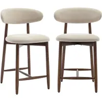 COLAMY Barkrukken set van 2 - keukenbarstoelen met rugleuning - Barstoel houten poten - beige