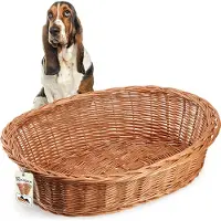 Kadax Wilgentenen Honden- en kattenligstoel, huisdierbed in natuurlijke kleur, hondenbed, kattenmand, ligstoel voor dieren, dierenbed, hondenslaapplaats, rustmand (19x80x61cm)