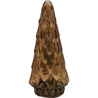 Clayre & Eef Kerstdecoratie met LED-verlichting Kerstboom Ø 11x24 cm Koperkleurig Glas