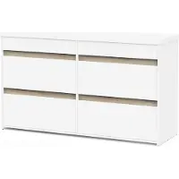 CALICOSY Commode met 6 lades, decor in eikenhout kronberg en mat wit clyde