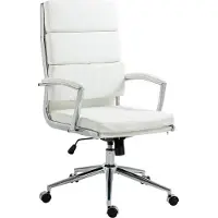CLP Cleveland Bureaustoel - Ergonomisch - Voor volwassenen - Met schommelfunctie - Met verchroomd frame - wit Kunstleer