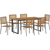 vidaXL Tuin Eettafel Set 7 st Grijs Massief Acacia Hout