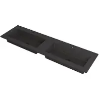 Ink Kraft Wastafel Dubbele Bak met 2 Kraangaten - 1600x450x10 mm - Quartz Zwart