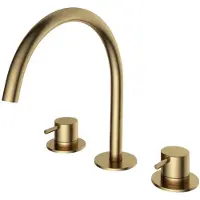 Hotbath Cobber - Wastafelmengkraan - zonder Waste - Laag - Geborsteld Messing PVD - Opbouw - Messing - V15
