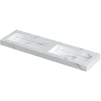 Ink Pitch Wastafel Keramische Slab Bak Dubbel met Drain en Front en Side Skirts Zonder Kraangaten - 1600x450x90 mm - Statuario Glans