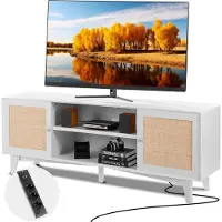 Vevor Rotan TV-meubel 191 cm TV Boho TV-meubel Witte TV-kast