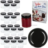 MamboCat 24-delige set jampot / hoge randpot 161 ml Deep TO 58 (DTO) zwarte deksel inclusief receptenboekje