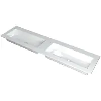 Ink Kraft Wastafel Dubbele Bak met 2 Kraangaten - 1800x450x10 mm - Glans Wit