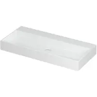Ink United Wastafel Porselein Zonder Kraangat incl. Porseleinen Click Plug en Verborgen Overloop Systeem - 1000x450x110 mm - Glans Wit