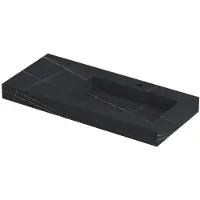 Ink Pitch Wastafel Keramische Slab Rechts met Drain en Front en Side Skirts 1 Kraangat - 1000x450x90 mm - Lauren Black Mat