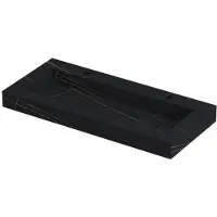 Ink Pitch Wastafel Keramische Slab Centraal met Drain en Front en Side Skirts 2 Kraangaten - 1000x450x90 mm - Lauren Black Mat