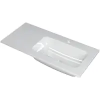 Ink Faktor Wastafel Polystone Rechts met 1 Kraangat - 1000x450x15 mm - Glans Wit
