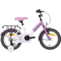 Happiq Kinderfiets – Voor meisjes – Met zijwieltjes, handrem, terugtraprem en bagagedrager – 30 cm / 36 cm / 41 cm wielen, paars