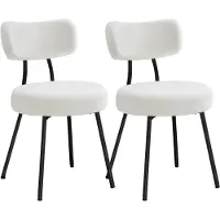 Vasagle - Eetkamerstoelen - Set van 2 - Gestoffeerde Stoelen met Fleece Bekleding - Gebogen Rugleuning - Stalen Frame