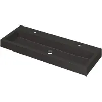 Ink Momento Wastafel Quartz met 2 Kraangaten - 1200x450x90 mm - Quartz Zwart