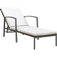 Syfax Ligbed met kussen poly rattan bruin