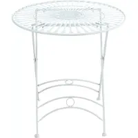 In And OutdoorMatch And OutdoorMatch Runder tuintafel van metaal, model Shanie - voor 4 personen - weerbestendig - wit - 71x71x71 cm