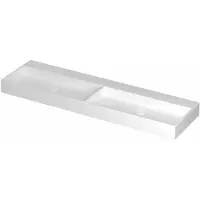 Ink United Wastafel Porselein Dubbel Zonder Kraangat incl. Porseleinen Click Plug en Verborgen Overloop Systeem - 1600x450x110 mm - Mat Wit