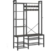 Vasagle - Kapstok - Kledingrek - Met Schoenenbank - 5 Planken - 9 Haken - Voor Hal of Slaapkamer