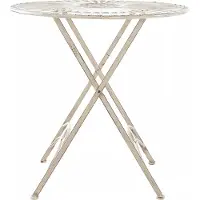 In And OutdoorMatch And OutdoorMatch Runder tuintafel van metaal, model Lysanne - voor 4 personen - weerbestendig - crème kleur - 71x71x71 cm