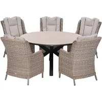 Garden Impressions Marbella tuinset 6-delig vin. willow - Tulli tuintafel Ø148 cm