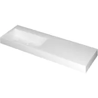Ink Momento Wastafel Polystone Wasbak Links Zonder Kraangat - 1400x450x90 mm - Mat Wit