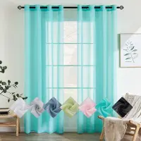 Unyqoos Transparante Luchtige Gordijnen Set voor Slaapkamer en Woonkamer - 140 x 215 cm - Turquoise