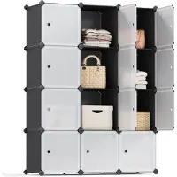 Songmics - Kubus Kast - Schoenenrek met Deuren - Set van 12 Kubussen