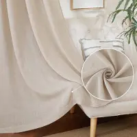 Unyqoos Stijlvolle Linnenlook Gordijnen voor Woonkamer met Plooiband en Railsysteem, Set van 2, 245x140 cm