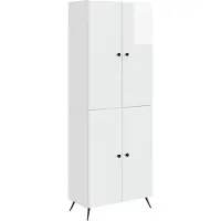 vidaXL Kast Set 2 pcs Hoogglans Wit Bewerkt hout