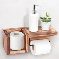 Unyqoos Stijlvolle Houten Toiletrolhouder met Plank voor Badkamer Zonder Boren