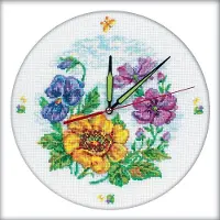 RTO Kreuzstich Set Wandklok "Bloemenklok" M40006, telpatroon, 30x30 cm