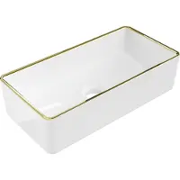 Mexen Nadia opzetwastafel 46 x 23 cm, wit/gouden rand - 21614605