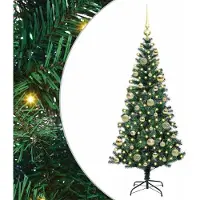 vidaXL Kunststof Voorverlichte Kerstboom Groen 120 cm PVC en Metalen
