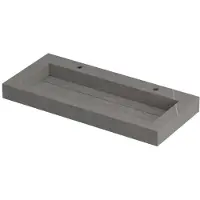 Ink Pitch Wastafel Keramische Slab Centraal met Drain en Front en Side Skirts 2 Kraangaten - 1000x450x90 mm - Armani Grey Mat