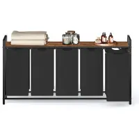 Vasagle - Wasmand - Wasmand met 5 Vakken - Afneembare Waszakken - Met Opbergrek en Metalen Frame