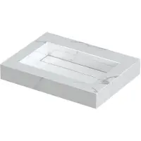Ink Pitch Wastafel Keramische Slab Bak met Drain en Front en Side Skirts Zonder Kraangat - 600x450x90 mm - Statuario Glans