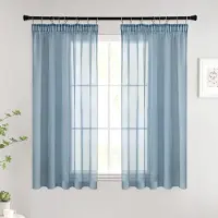 Unyqoos Stijlvolle Marineblauwe Korte Voile Gordijnen Set voor Moderne Woonkamers en Slaapkamers