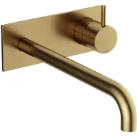 Hotbath Cobber - Wastafelmengkraan - zonder Waste - Laag - Geborsteld Messing PVD - Inbouw - Messing - V09