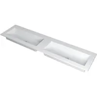 Ink Kraft Wastafel Dubbele Bak Zonder Kraangaten - 1800x450x10 mm - Mat Wit
