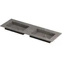 Ink Post Wastafel Keramische Slab Envelop Bak Dubbel Zonder Kraangaten - 1400x450x10 mm - Armani Grey Mat
