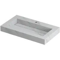 Ink Pitch Wastafel Keramische Slab Bak met Drain en Front en Side Skirts 1 Kraangat - 800x450x90 mm - Calacatta Mat