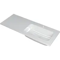 Ink Faktor Wastafel Polystone Rechts met 1 Kraangat - 1200x450x15 mm - Glans Wit