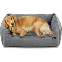 Feandrea - Hondenmand - Huisdierenbed met Verhoogde Randen - Antislip Onderkant - Comfortabel Kussen