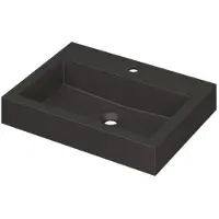 Ink Momento Wastafel Quartz met 1 Kraangat - 600x450x90 mm - Quartz Zwart