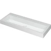 Ink Momento Wastafel Polystone met 2 Kraangaten - 1200x450x90 mm - Glans Wit