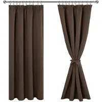 Unyqoos Gordijnen met plooiband voor woonkamer en slaapkamer, verduisterend en thermisch, set van 2, bruin, 200 x 140 cm